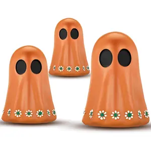 3 Pcs Barro Inspired Ghost Figurines, Terracotta Floral Christmas Decor Set, Vintage Table Centerpieces for Home, Holiday Decorations & Christmas Gifts