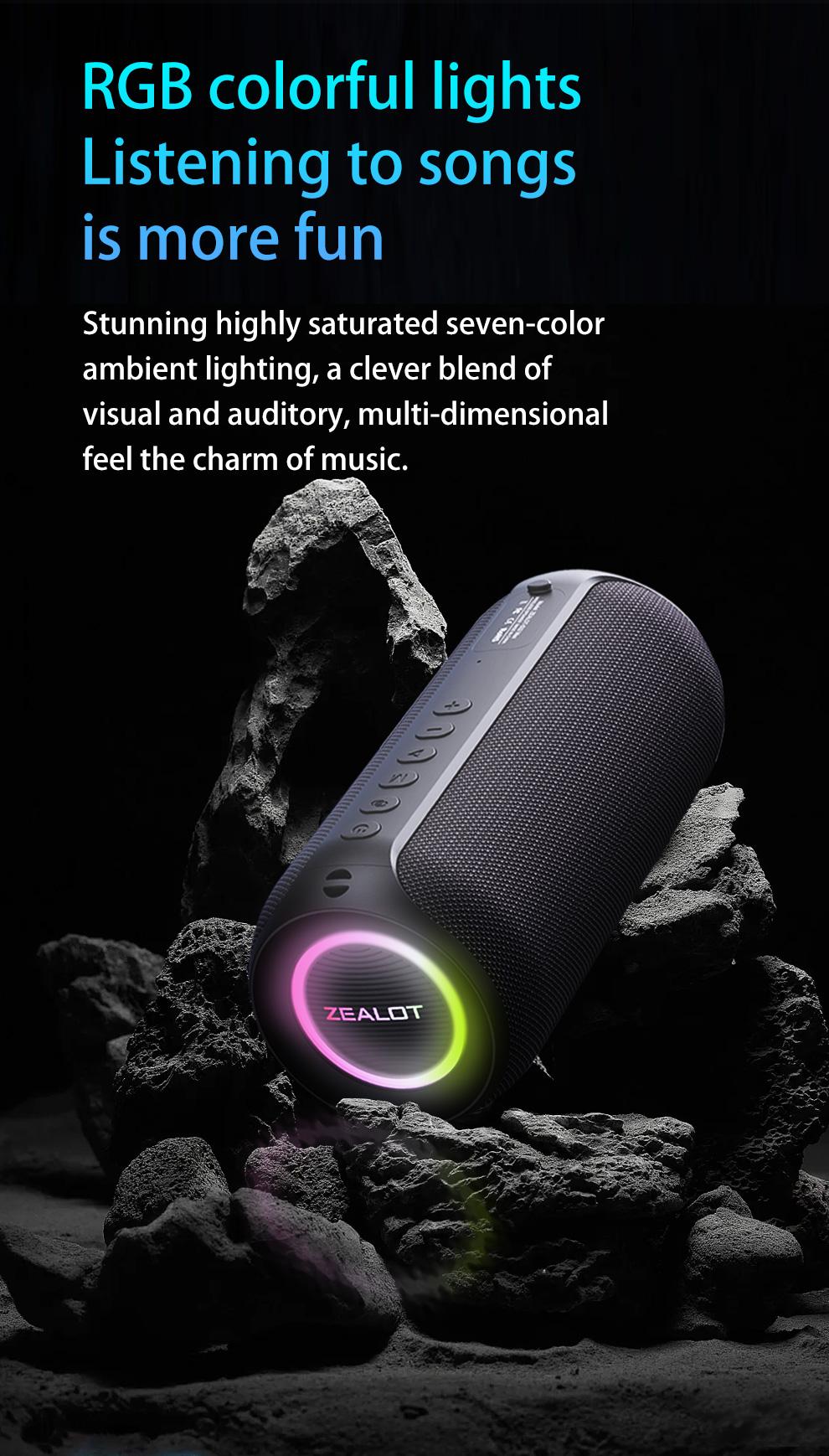 ZEALOTs S32MAX Wireless Speaker, 20W Wireless Speaker with Subwoofer, USB Rechargeable Speaker with 3600mAh Battery for Smart Phone Tablet TV, Audio