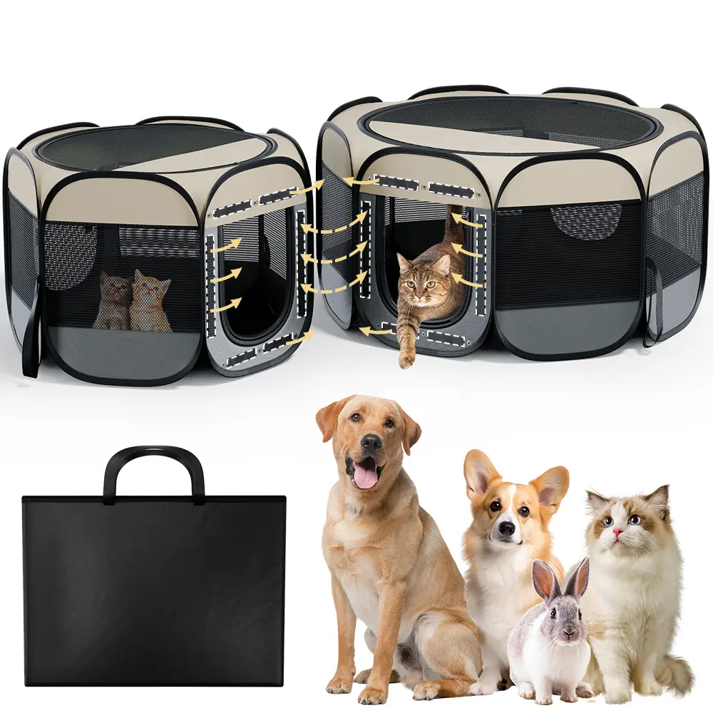 PAWGIANT 2-in-1 Pop Up Dog Playpen, Cat Puppy Pet Playpen, Indoor Outdoor Cats Enclosed, Cat Tent Crate Cage Kennel, Portable Playpen for Kitten and Small Animals, Indoor Outdoor, dealsforyou, summerwins, restock, dealsforyoudays, DFYD