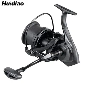 Huidiao NGK-II Big Game Fishing Reel 8000-14000 Series 25KG/55LB Powerful Drag Spinning Reel 5+1BB Zero Play Long Casting Reel 4.8:1 Gear Ratio CNC Metal Spool/Handle for Inshore & Offshore Fishing Fishing Tackle Fishing Supplies