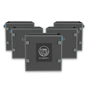 Heavy Duty Reusable Square Fabric Pots,  5 Gallon, 5-Pack