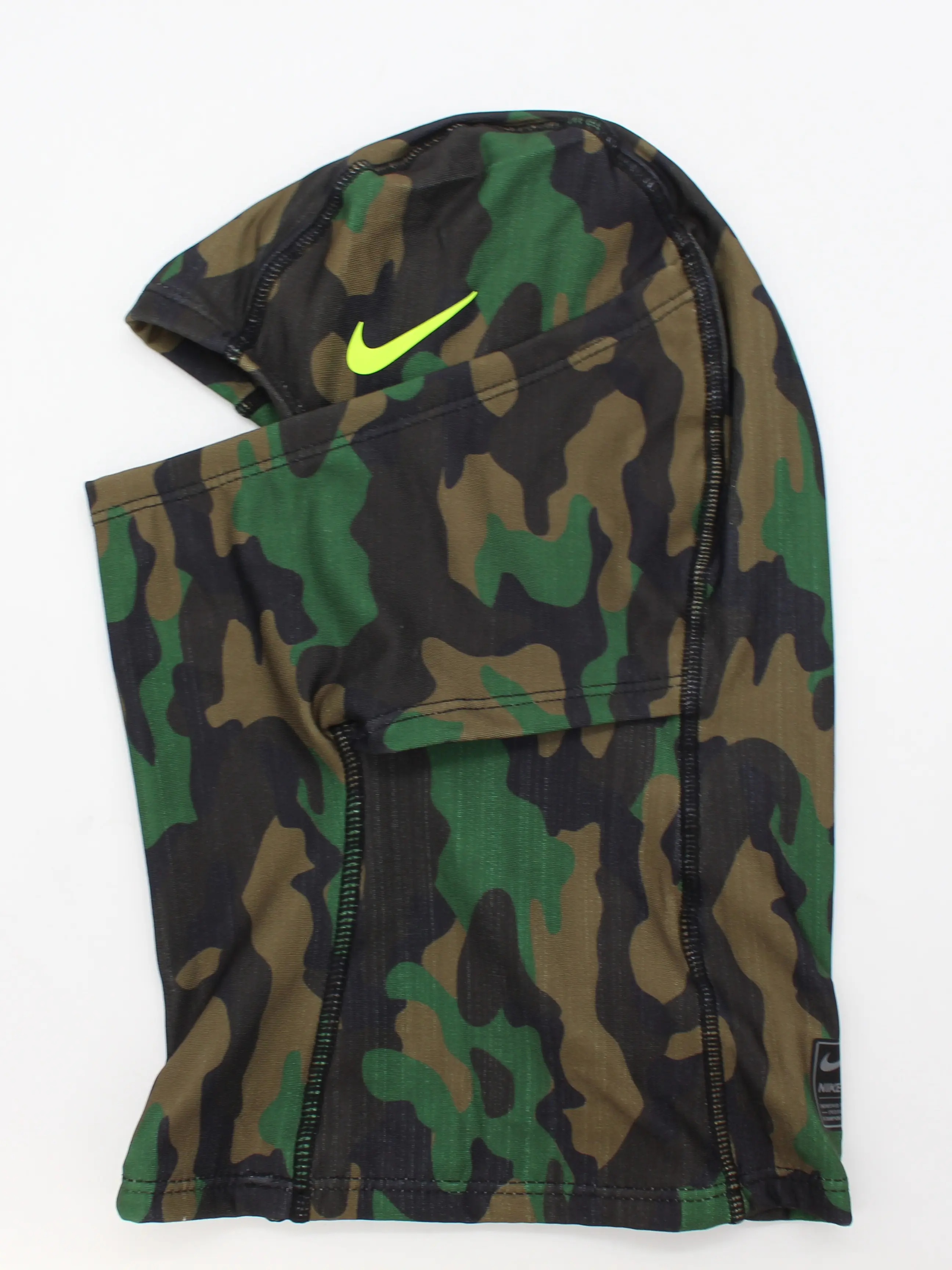 Nike Men's Pro Hyperwarm Hood Green Camo w Volt Nike logo Nike Men's Pro Hyperwarm Hood Green Camo w Volt Nike logo
