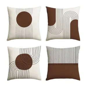 4-Piece Set, Bohemian geometric line single-sided printed pillow covers with zipper closure. Suitable for home use in bedrooms, living rooms, sofas, cars and chair backs. Also ideal for outdoor patio and camping cushion decor. (inserts not included)