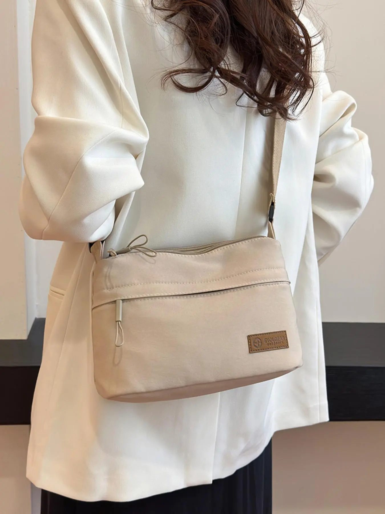 Women's Solid Nylon Crossbody Bag, Fashionable Casual Versatile Zipper Shoulder Bag for Daily Used, Trendy All-match Commuter Bag, Crossbody Purse, Handbag Shoulder Purse, Fashionable Bags