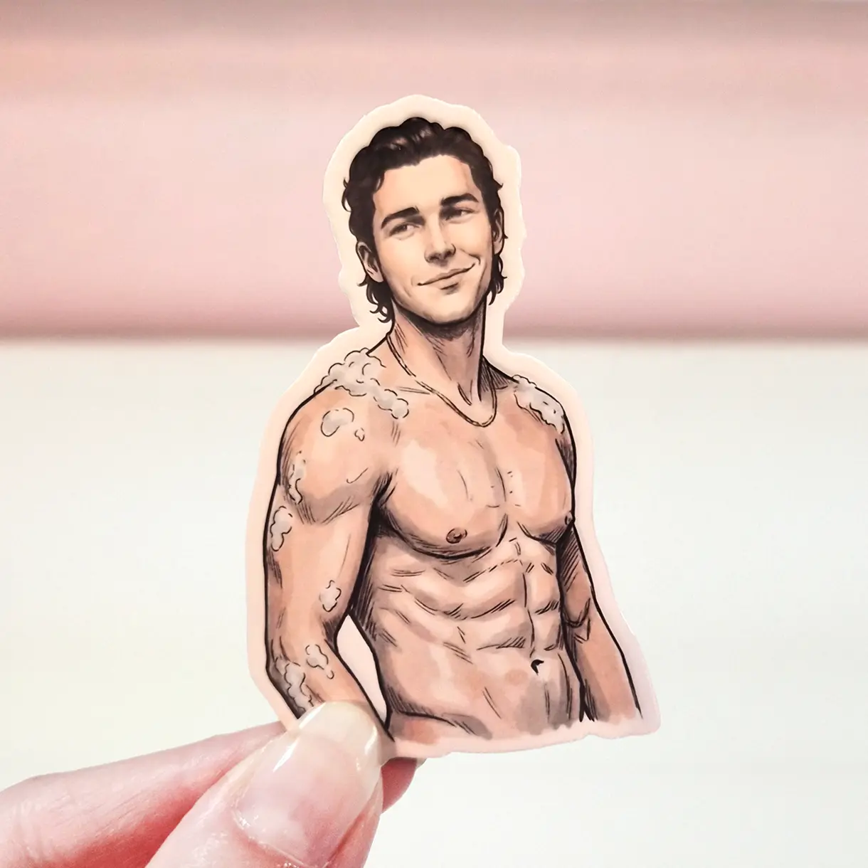 Locker Room Hottie Graham Sticker - 2.75" Waterproof Glitter or Glossy Customizable Stickers for Kindle, Book, Tablet Scrapbooking Stamping