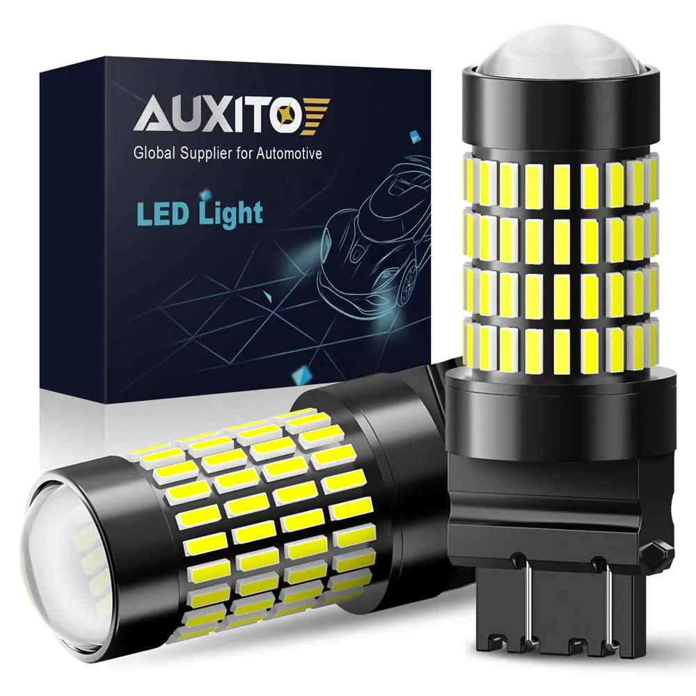 AUXITO 3157 LED Reverse Brake Stop Tail Light Parking Light Turn Signal Bulbs, 102-SMD Chipsets 500% Brighter 3056 3156 3057 4157 LED Bulbs with Projector , 4800LM 6000K White
