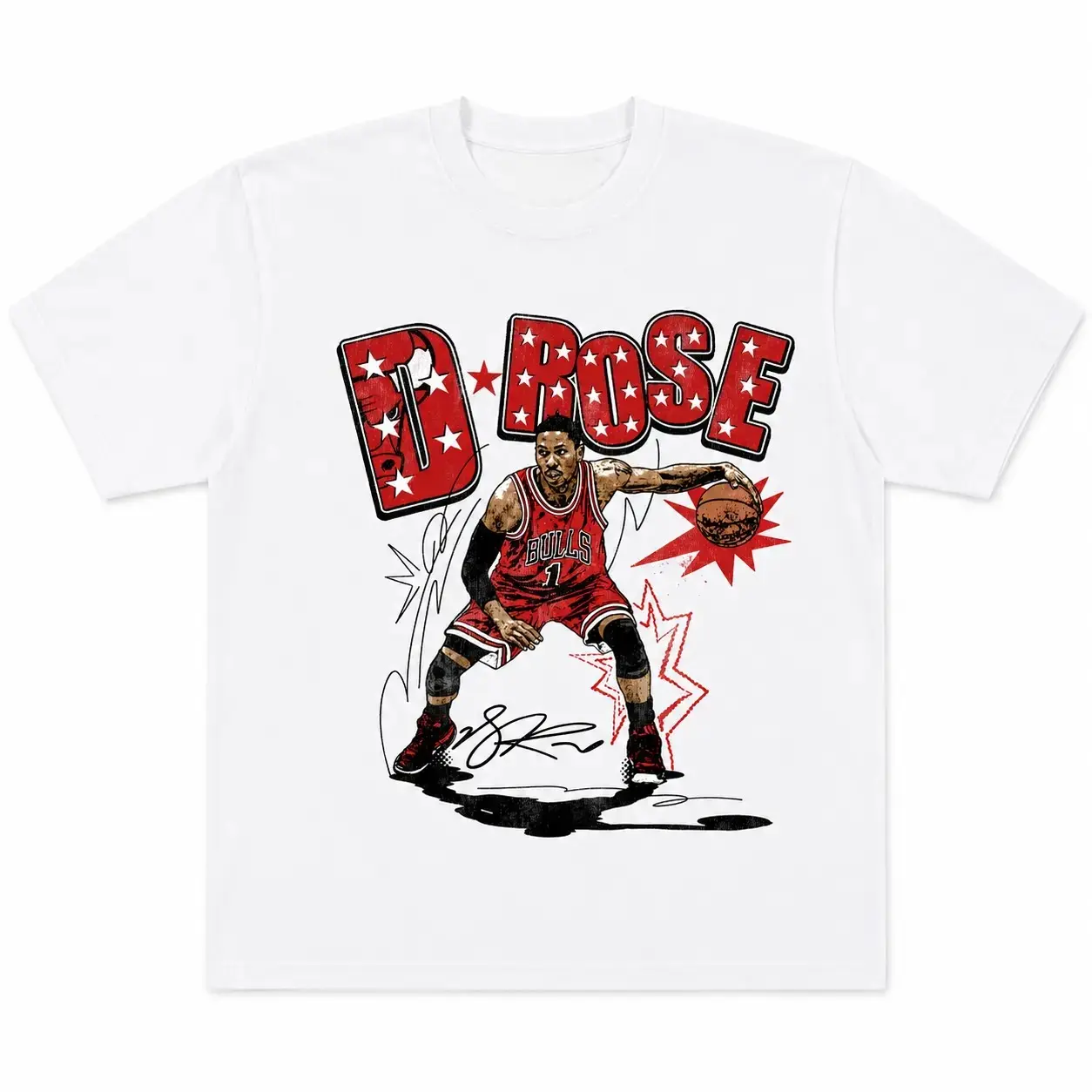 ROSE Vintage Graphic T-Shirt-D-Rose Basketball Graphic Tee, Vintage Hoops Streetwear Shirt, Retro Basketball Legend T Shirt, Good Graphic Tees, 90s Graphic Tees, Cotton Graphic Tee for Men deo merch