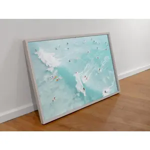 Tropical Ocean Aerial Surf Wall Art Poster Turquoise Sea Coastal Bathroom Living Room Decor