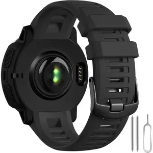 Compatible with Garmin Instinct Watch Bands Replacement, 22mm Soft Silicone Sport Strap Compatible with Garmin Instinct Band/Instinct 2 Watch Band/Solar/Tactical Smartwatch-Black Watch Band