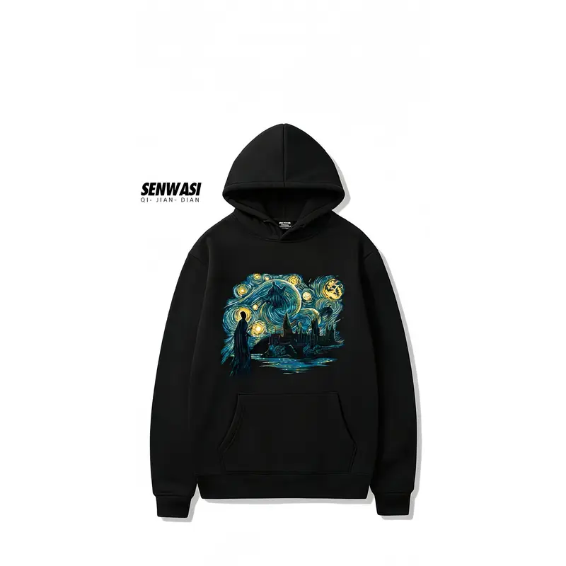 [Heated rivalry merch]Harry Potter collaboration starry sky oil painting themed accessories round-neck pullover hoodie for men and women, suitable for autumn and winter, trendy and fashionable casual wear Lets go outfit