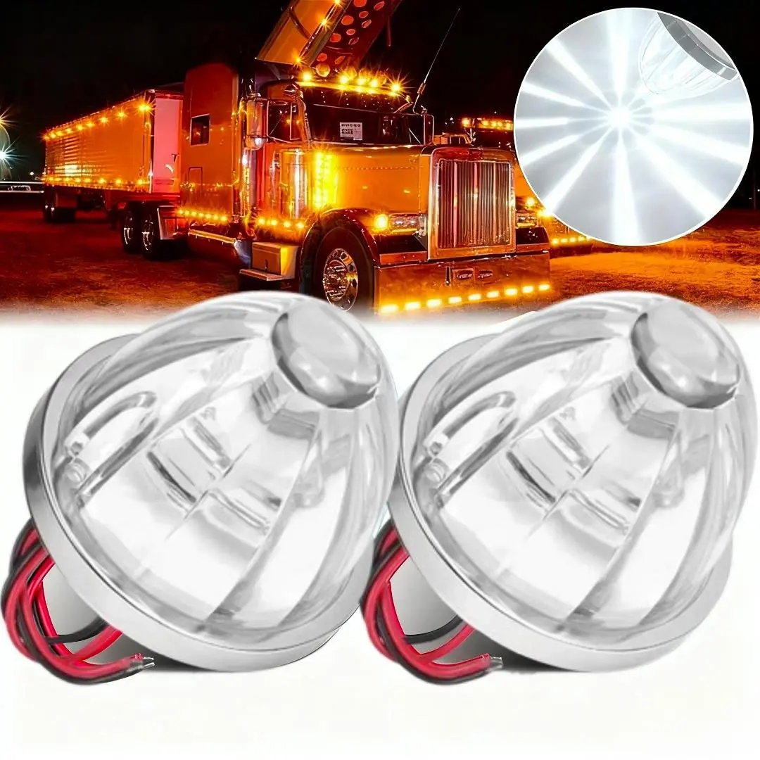 2PCS LED Watermelon Turn Cue Lights, AC-DC Power Supply Signal Lights Lamps for Lorry Trailer, Clearance Lamp Glow Car Truck Side Marker & Turn Signal Indicator
