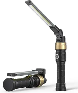 [zf7549]HOTLIGH Magnetic Rechargeable Work Light, 1200 Lumens LED Flashlight with 5000mAh Battery, 360° Rotating Foldable Design for Car Repair & Emergency fathersdaygift