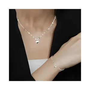 2pcs elegant love pendant necklaces and bracelets, ideal gifts for the whole year, Valentine's Day and Mother's Day