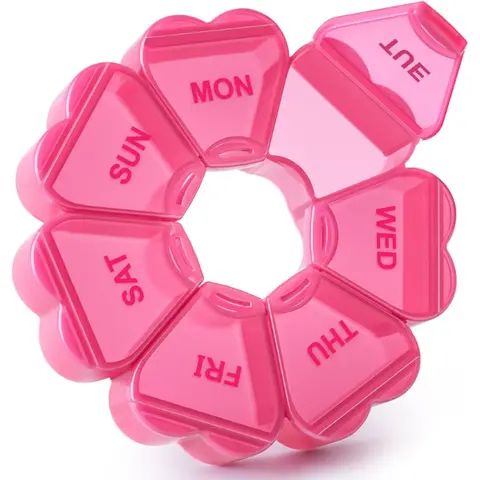 Large Weekly Pill Organizer 7Day Vitamin Case Large Capacity Compartments heart shaped pill container Healthcare Aid medicine organizer med organizer