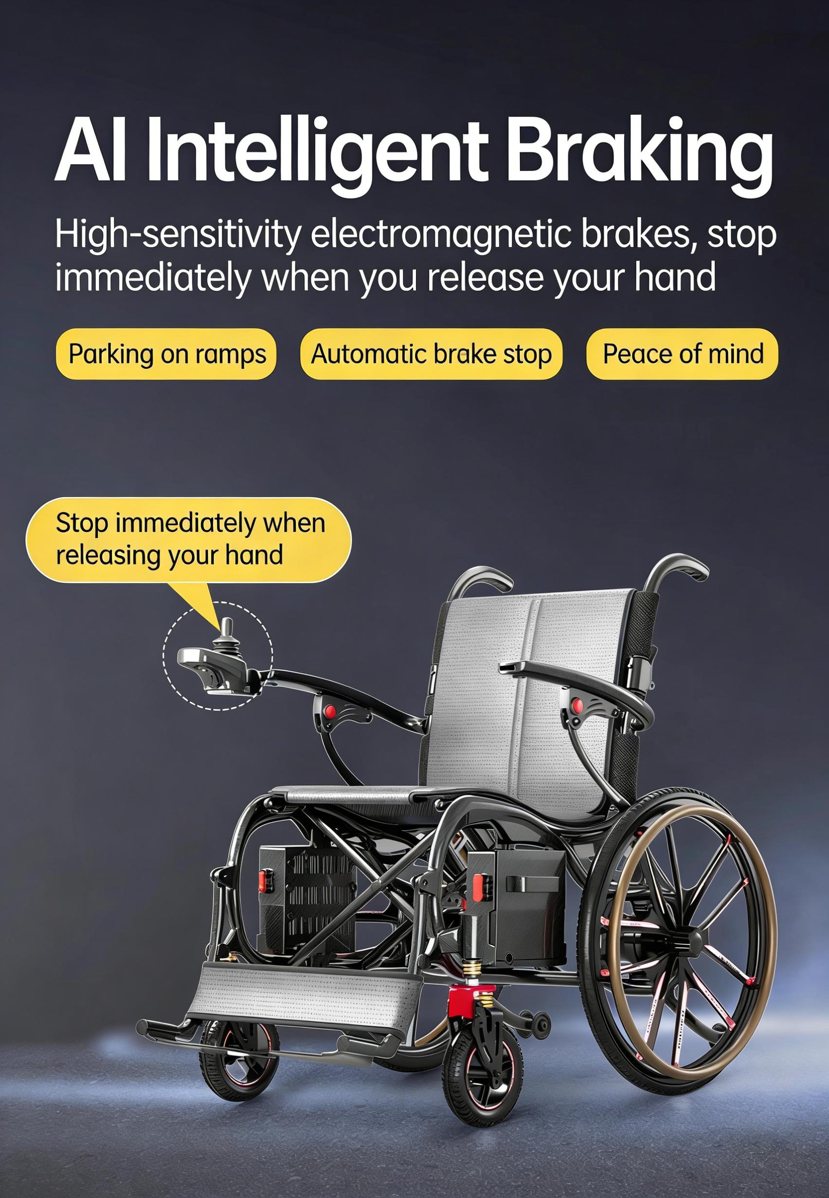 Zigtik EW9 Adults Electric Wheelchair Lightweight Folding - 15 Miles Long Travel Motorized Mobility Chair