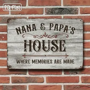 Elegant 2D Metal Sign Featuring Grandmother and Father's House Family Mural Rustic Vintage Decor Suitable for Living Room Kitchen or Porch Perfect for Grandparent Home Decoration 8x12 Inches