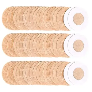 100 Pieces Nipple Cover Disposable Nipple Pasties Stickers Nipple Petals Bra Pad Natural & Invisible Satin Breast Covers Pasties Self-Adhesive No Show Bra for Women, Beige, Large