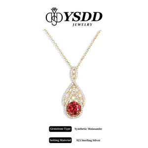 【#573 New Pendant】Elegant Narashine Drop Pendant 3-5CT vvs Synthetic Moissanite Necklace in 925 Sterling Silver
