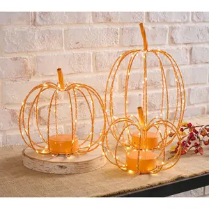 Martha Stewart Set of 3 Indoor/Outdoor Illuminated Wire Pumpkins