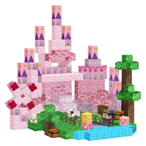 Magnetic Toys, Pink Princess Castle Magnetic Building Blocks, Magnetic Building Set, Magnetic Construction Set, Sensory Learning Toys for Kids Age 3+, Spark Creativity & Build Architectural Skills with Building Blocks, Ideal Christmas Halloween Gifts