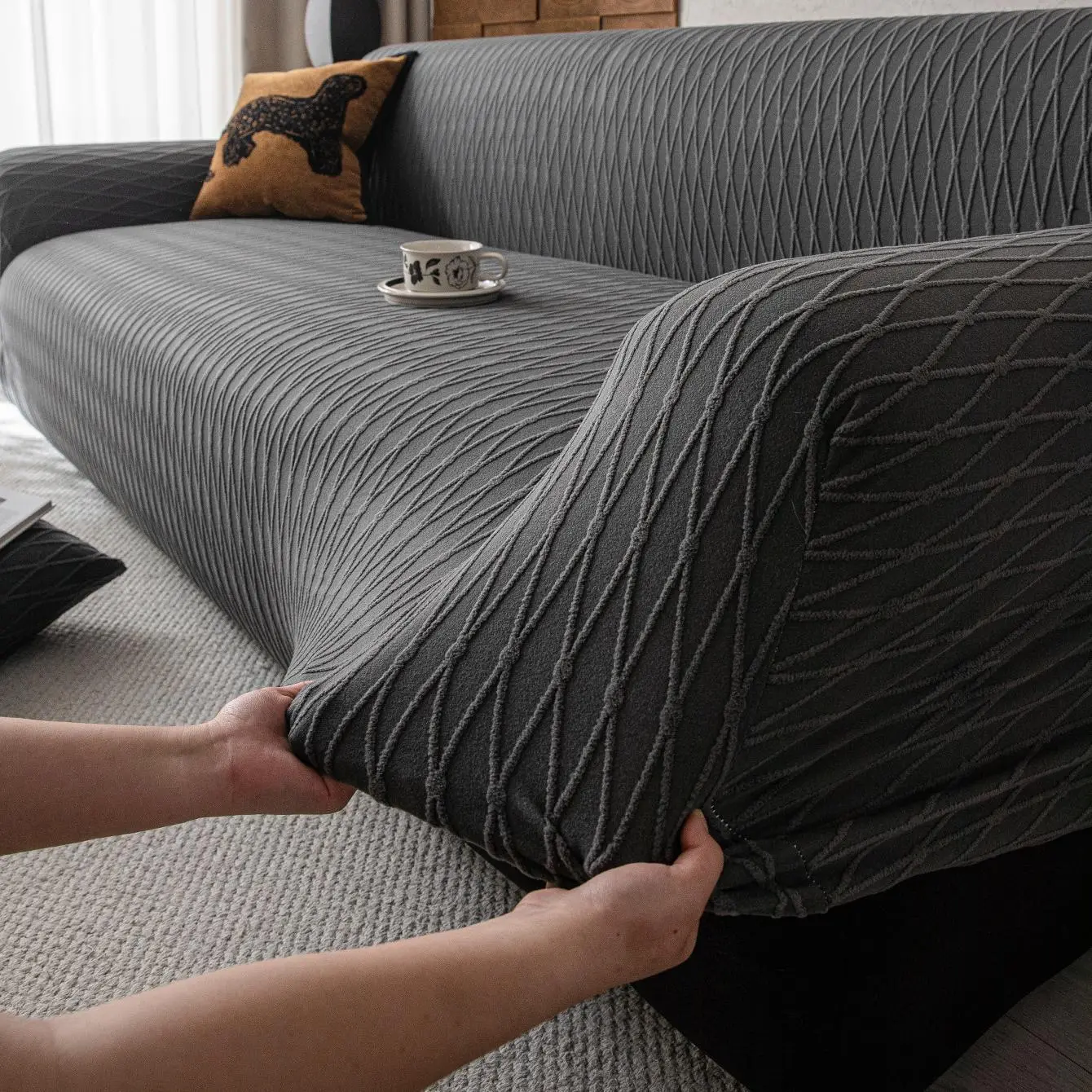 Solid Color Sofa Cover, Couch Covers for Sofa, Sofa Couch Cover, 1 Count Non-slip Sofa Slipcover, Pet-friendly Sofa Protector, Decorative Cover for Home Living Room Bedroom Office, Elastic Sofa Slipcover, Removable Washable Cover