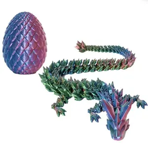 3D Printed Articulated Dragon Egg, Viral Fidget Stress Relief Toy with Laser Gradient Color, Movable Joint Dragon Figurine, Collectible Desktop Decor for Kids Adults, Easter Birthday Gift
