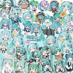 100PCS Kawaii HatsuneMiku Stickers Cute Cartoon Decals Journaling Stationery Phone Case Laptop Waterproof  Sticker Pack Toys