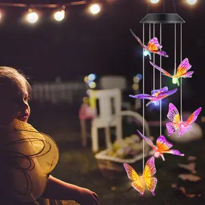 Solar Powered Outdoor Wind Chime, Butterfly Solar Wind Chime, Color Changing Solar Light, Led Lights, Garden Decoration, Garden Accessories, Best Gift for Mom