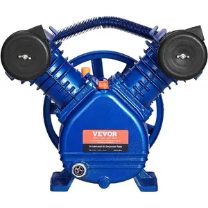 VEVOR Air Compressor Pump Head, 10HP 17.5CFM 90PSI, 3 - Cylinder Oil Lubricated Air Compressor Piston Pump Head, Dual Stage V - Type Cast Iron Replacement with Max. 185PSI PressureVEVOR Super Brand Day