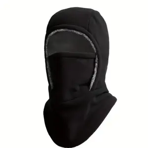 Winter Warm 2-in-1 Hat & Face Mask - Windproof Thick Fleece Lining, Machine Washable for Cycling Running Skiing (Black)