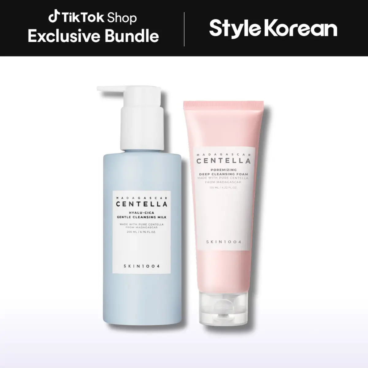 [SKIN1004] Best Cleansing Duo Milk and Foam - Madagascar Centella Poremizing Deep Cleansing Foam 125ml, Madagascar Centella Hyalu-Cica Gentle Cleansing Milk 200ml