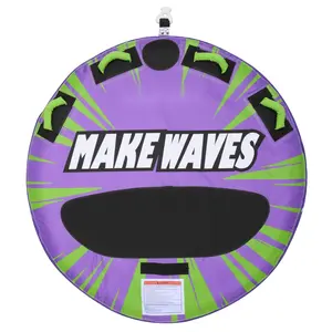 Towable Tubes for Boating: 2-Rider Inflatable Towables with 340lbs Capacity Water Sports Tube for Boat Pulling - Anti-Slip Pad, Full Nylon Cover, Padded Handles, Safety Valve Perfect For Water Sports, Tubing, Lake Or River Fun