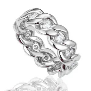 【#R456 】Cuban Ring UCCIYO S925 Sterling Silver Synthetic Moissanite Ring for Women Men Hip Hop Jewelry Gift