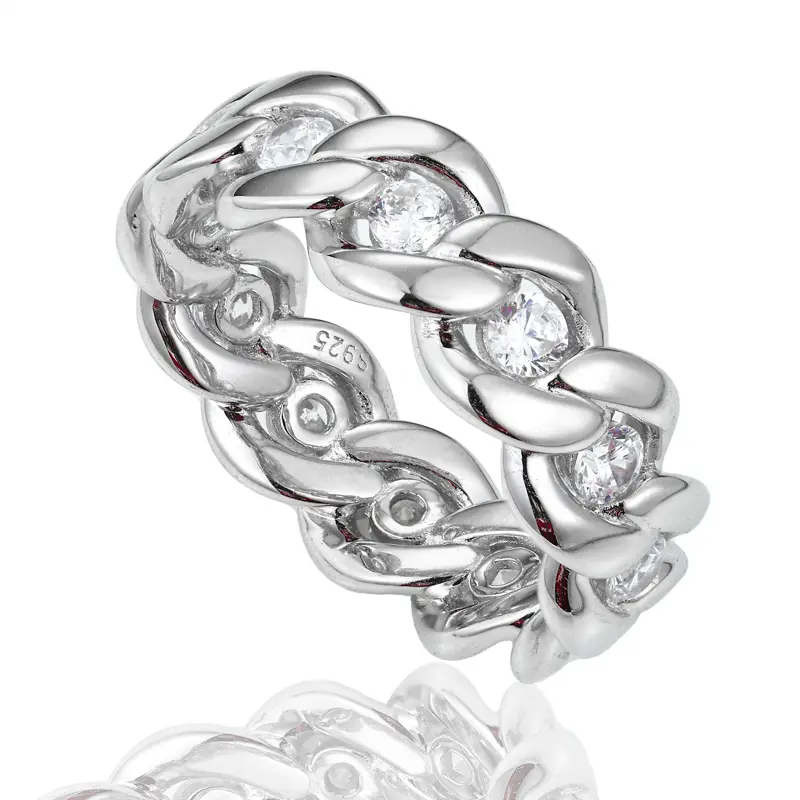 Cuban Ring UCCIYO S925 Sterling Silver Synthetic Moissanite Ring for Women Men Hip Hop Jewelry Gift【#R456 】