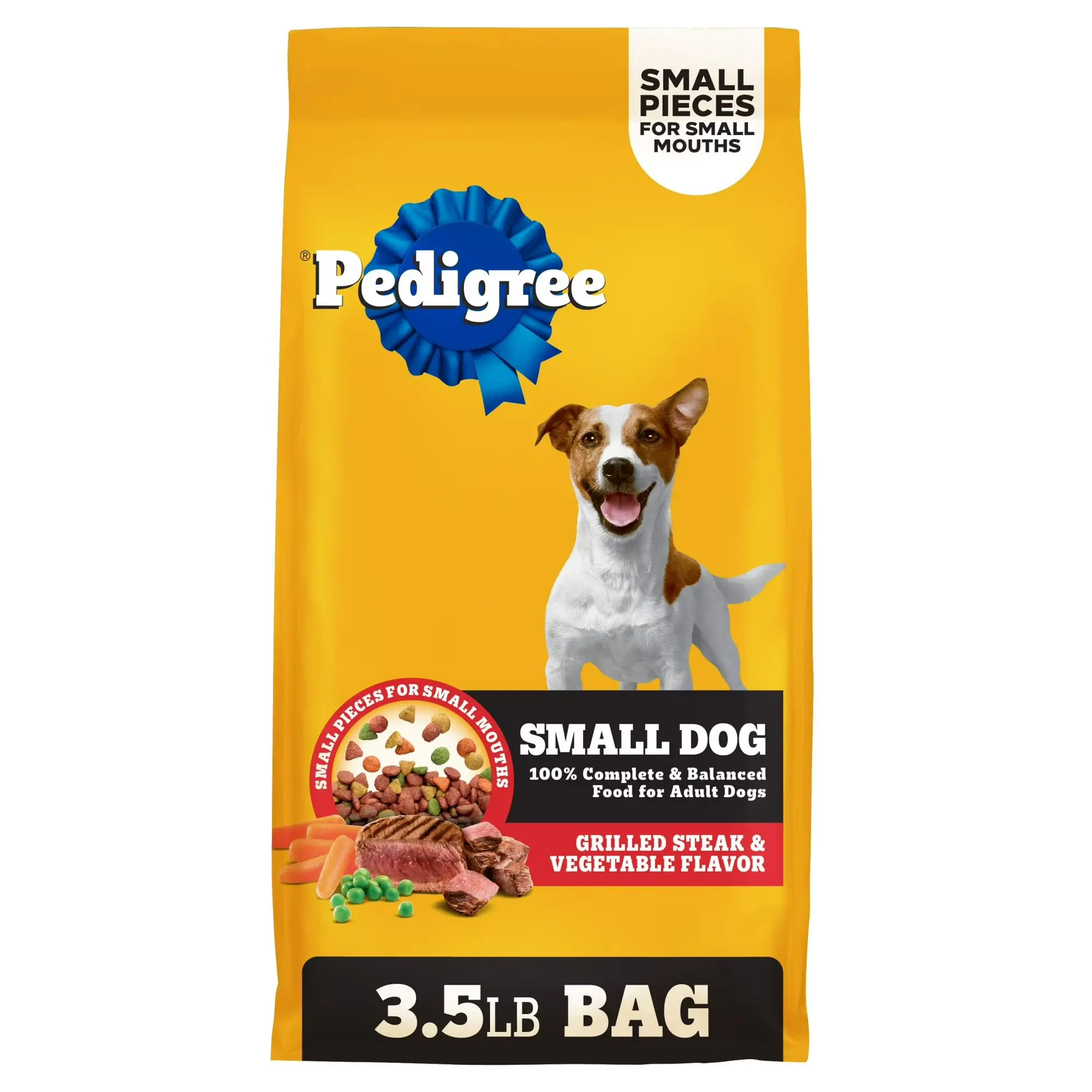 Pedigree Adult Small Dog Dry Dog Food, Grilled Steak and Vegetable Flavor, 3.5 lb Bag