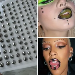 162pcs Realistic Fake Piercing Stickers, Nose, Eyebrows, Lips, Tongue, Perfect for Parties and Festivals, Ideal Gift Choice