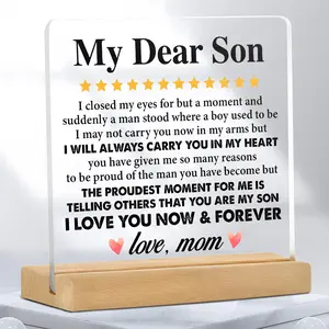 Creative Gift for Son,  Clear Acrylic Ornament, Desktop Decoration, Meaningful Gift From Mom To Son, Birthday & Graduation Gift, Acrylic Plaque Sign, Personalized Plaque