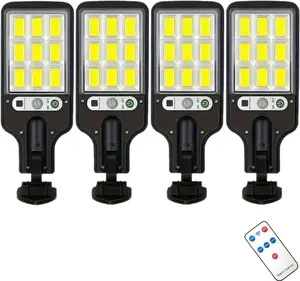 Solar Outdoor Lights, 4 Pack 108COB LED Solar Powered Motion Sensor Wall Lights, 6000 Lumens, IP65 Waterproof with Remote Control, Security Lights for Wall, Garden, Yard, Porch
