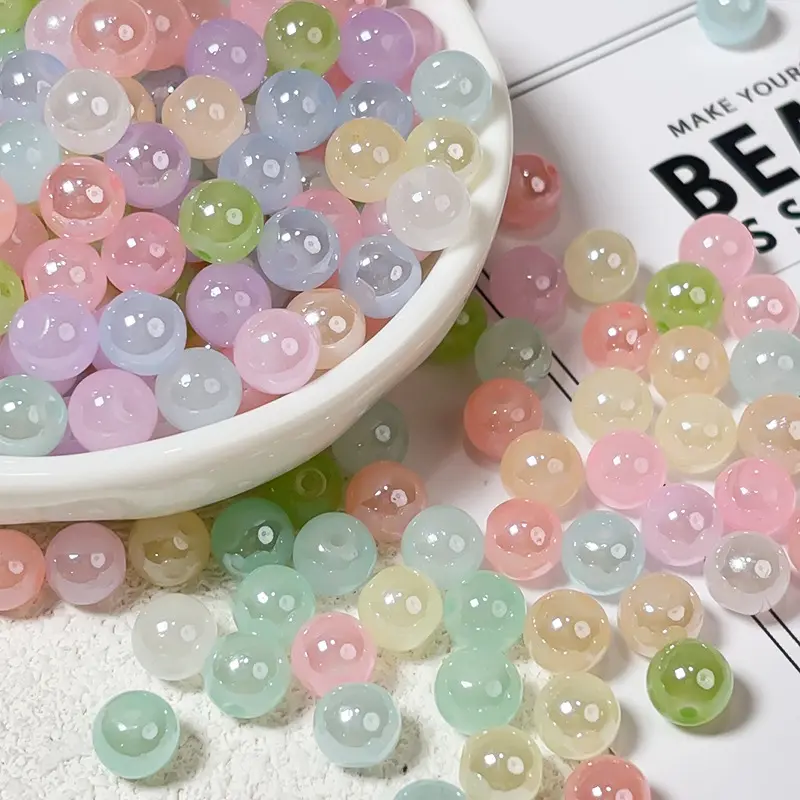 Ltty-B7-Pastel Mermaid Iridescent Jelly Beads(8mm)