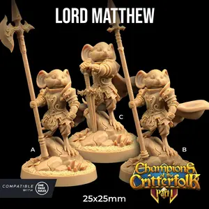 Lord Matthew Champions of the Critterfolk | The Dragon Trappers Lodge | 32mm Scale | Miniature TTRPG Mini DnD Dungeons Dragons Wargame