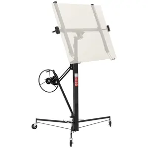 VEVOR 11ft Drywall Lift, Heavy-Duty 150 lbs Sheetrock Hoist with Adjustable Telescoping Arm, Lockable Wheels, Drywall Lifter Panel Jack Hoist Tools Ideal for Ceiling & Wall Installation (Black)