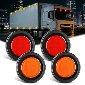Nilight 2.5 Inch Waterproof Round LED Marker Clearance Lights, 13-LED Amber Red with Pre-Cut Hole & Stripe Mask (4 Pcs), Led Lights
