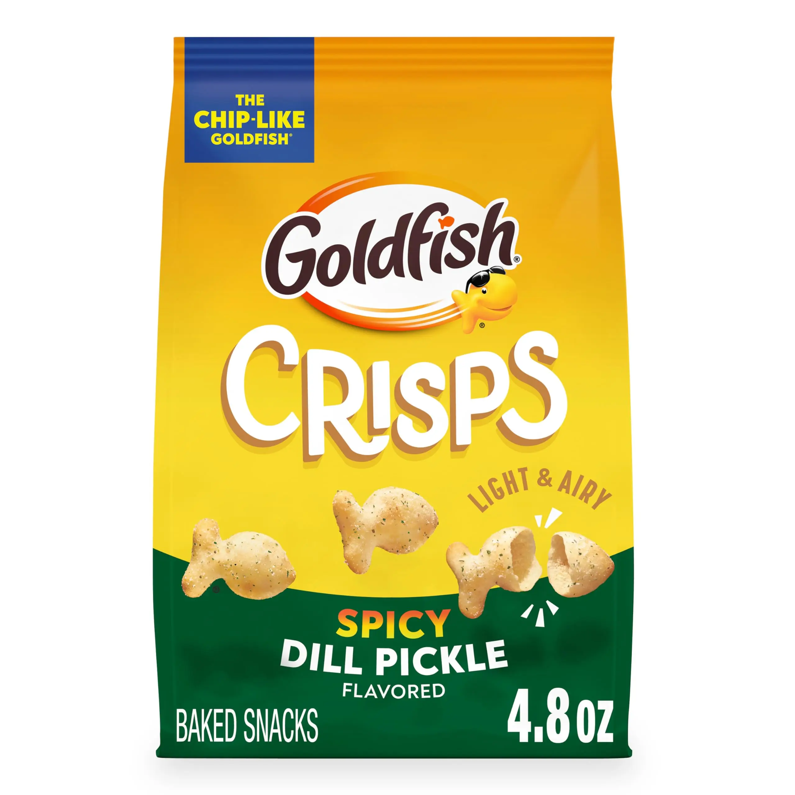 Goldfish Crisps Spicy Dill Pickle Baked Chip Crackers, 4.8 Oz Bag Goldfish Crisps Spicy Dill Pickle Baked Chip Crackers, 4.8 Oz Bag