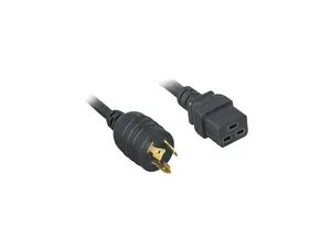 Nippon Labs L5-20P / C19 High Voltage / High Current Power Cord, NEMA L5-20P to IEC-60320-C19, SJT, 12 AWG., 20A, 125V, Black 6 ft. Power Cable