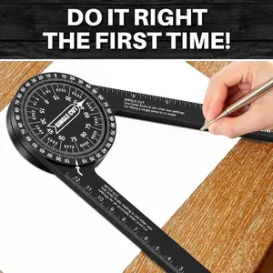 Aluminum Miter Saw Protractor | 7-Inch Rust Proof Angle Finder Featuring Precision Laser Engraved Scales Saw Protractor with Measuring Rulers for Angle Finder Carpentry, Crown Molding Tool, Baseboard building trade CNC Machined Woodworking Summervibes