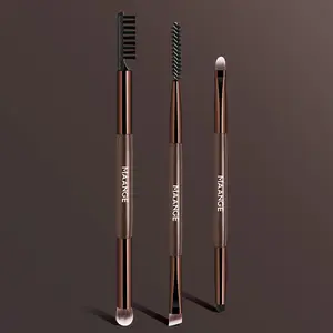 MAANGE 3pcs Double-ended Makeup Brushes, Detail Brush & Lip Brush, Eyebrow Brush & Blending Brush, Eyelash Brush & Eyebrow Brush, Perfect for Makeup Application, High-Quality Brushes, Makeup Accessories Gifts for Friends, Multifunctional Makeup Brushes