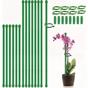 Adjustable Plant Stakes Set, 16 Pieces Fiberglass Poles with Clips, 20 Ties & Connectors, Durable Reusable Garden Support, Garden Supplies