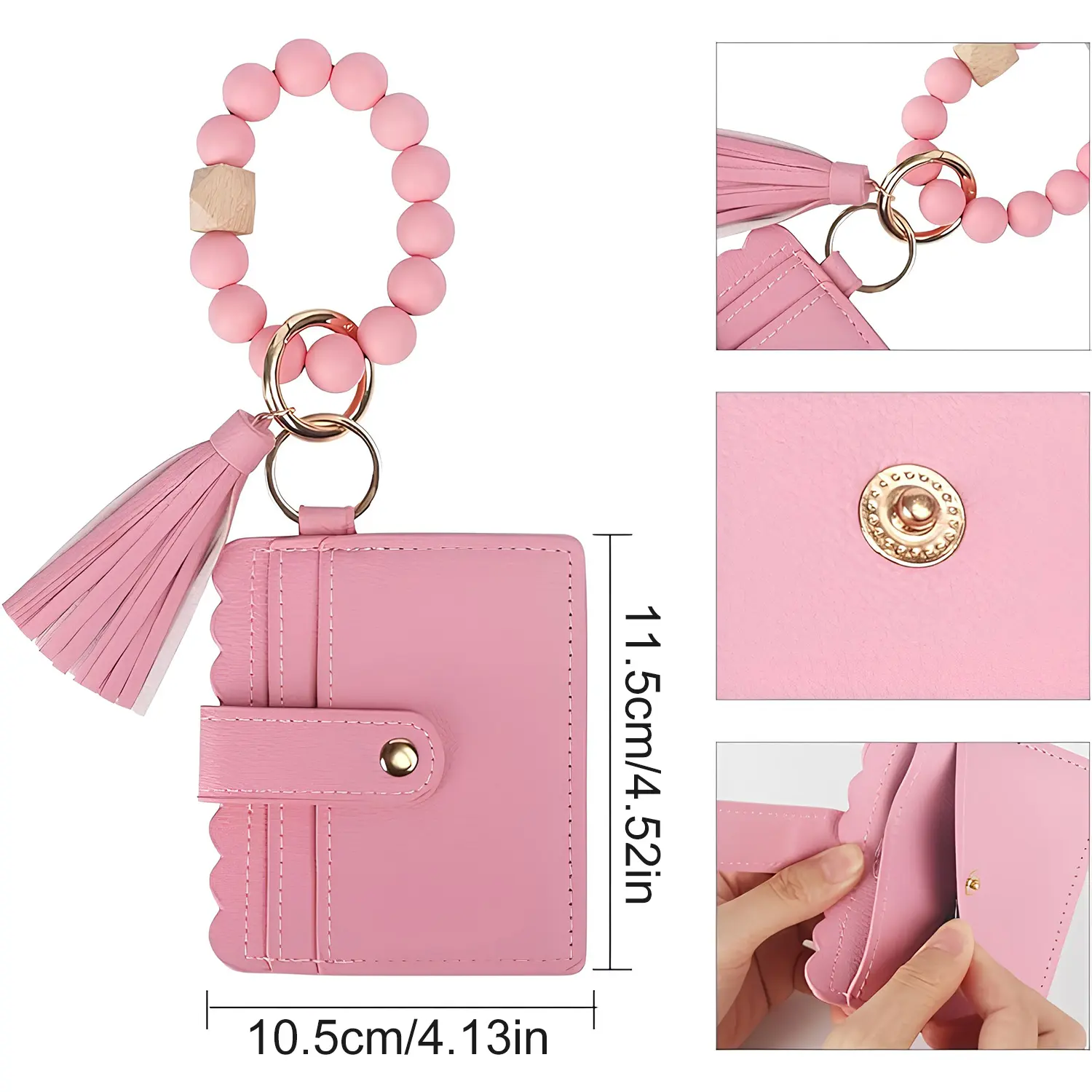 Women's Sunflower Microfiber Leather Trifold Wristlet Wallet Purse - RFID Blocking Card Holder with Beaded Keyring, Tassel Charm, Walletchain, Stylish Trifold Zipper Wallet Design, Mother's Day Gift for Her tiktokshopbacktoschool