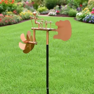 Handmade Metal Rock Band Windmill, Multifunctional Guitar Wind Spinner for Yard Lawn Garden Patio Outdoor Decoration, Exterior Decorative Statues