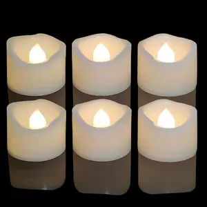 6 count Flameless LED  Lights Candles  Operated  Flickering Electric Small Votive Candles Tealights for Wedding Party Decorations  Decor, Cream White Shell, Warm White Glow